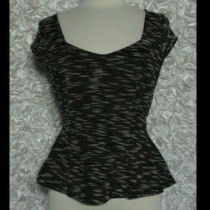 Postmark Anthropologie Size XS Tweed Peplum Fitted Top